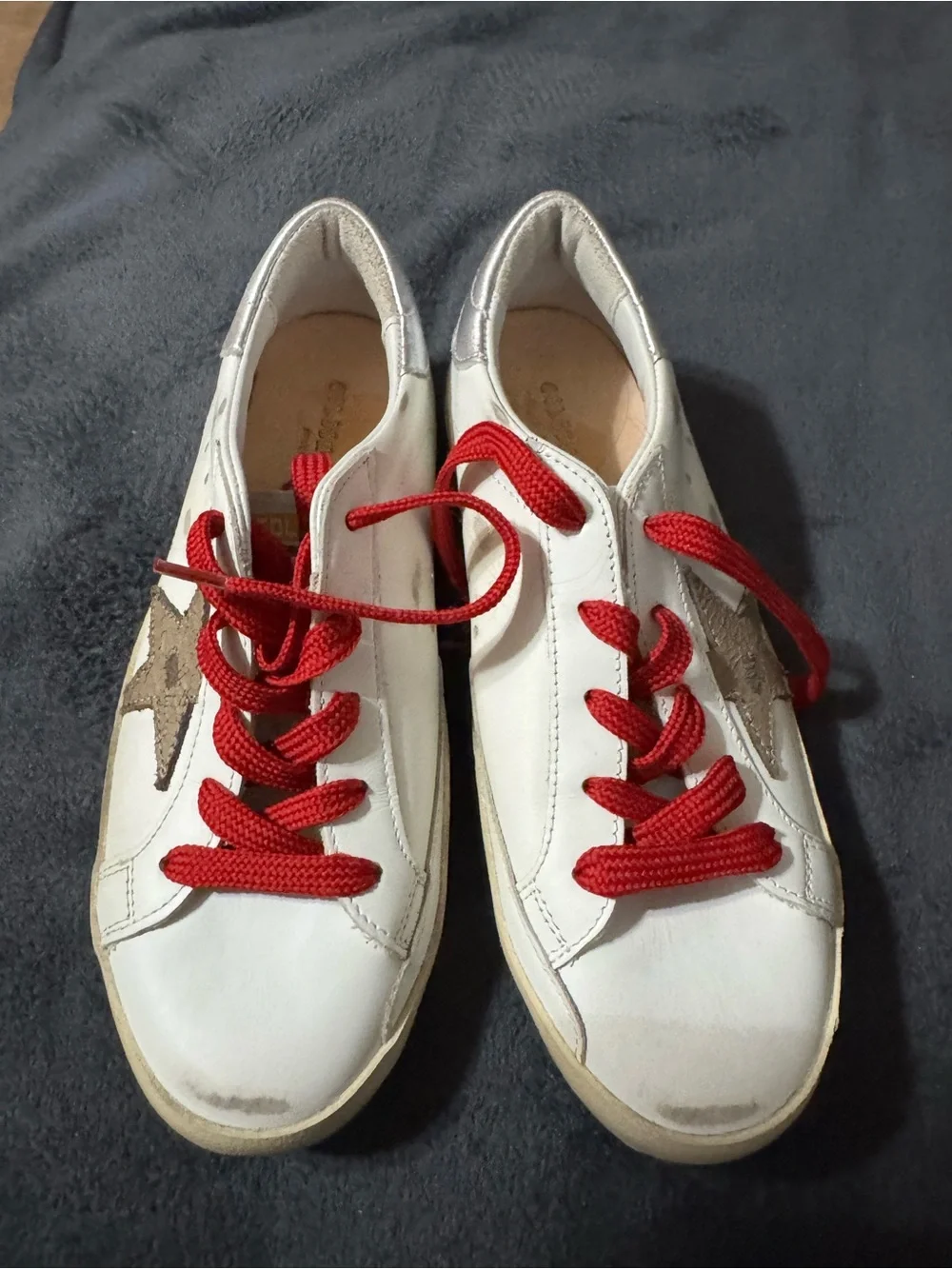 Golden Goose Kids White Star Sneakers with Red Laces